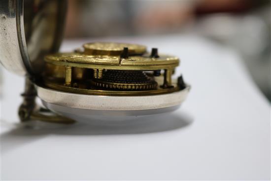 Two 19th century silver pair cased pocket watches, one keyless verge by Bullingford?, London, the other by Watkins, Plymouth.
